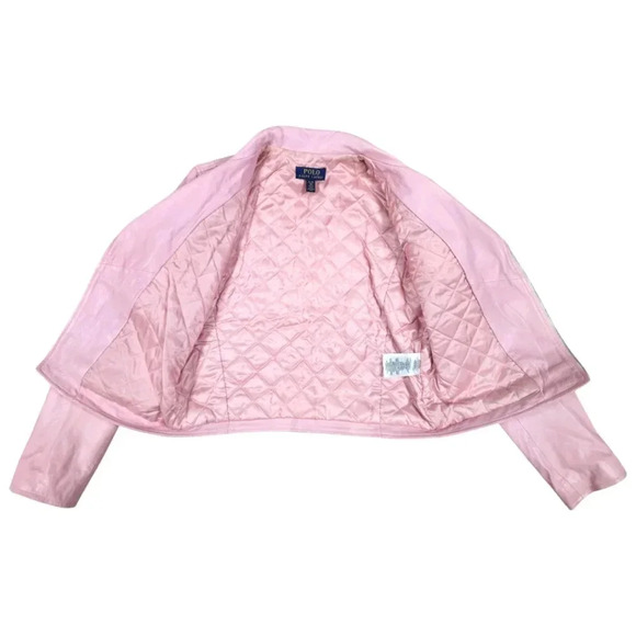 POLO RALPH LAUREN LAMB LEATHER MOTO ZIP UP JACKET GIRLS - Picture 6 of 11